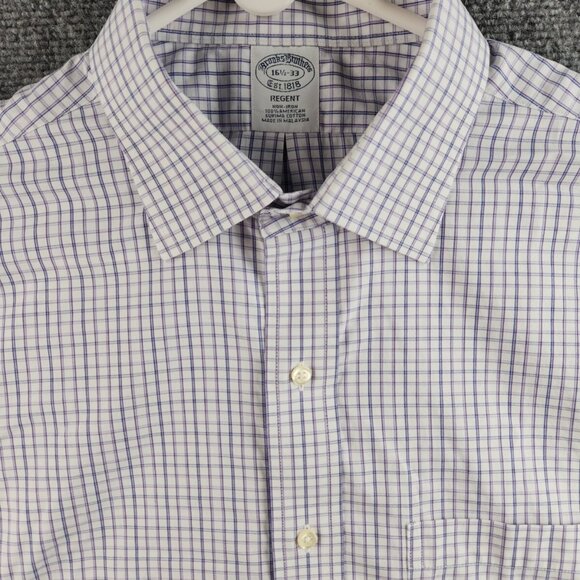 Brooks Brothers 16.5 33 Blue Non-Iron Check Cotton Regent Long Sleeved Men Shirt - Picture 2 of 15